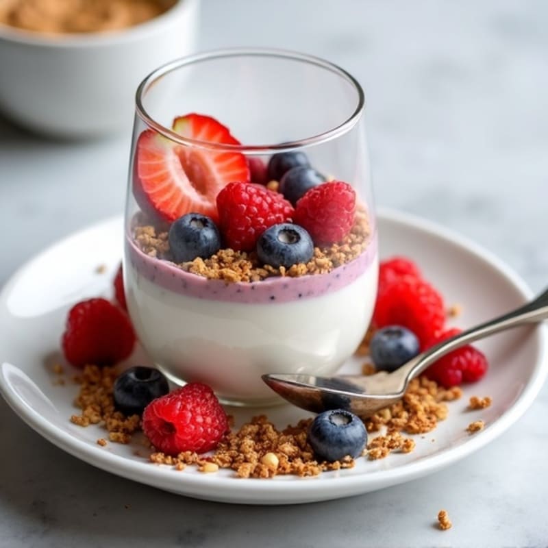 Greek Yogurt Protein Parfait with Mixed Berries and Almond Butter