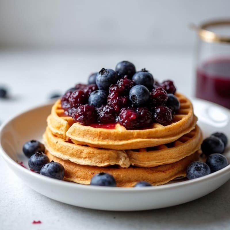 Protein-Packed Almond Flour Waffles with Berry Compote