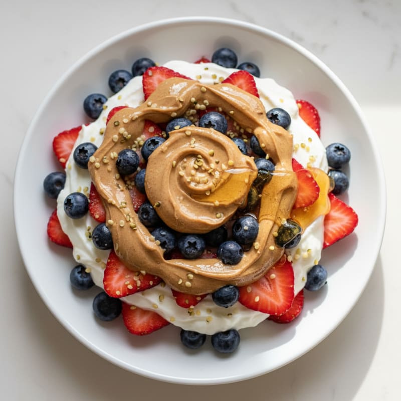 Greek Yogurt Parfait with Almond Butter and Fresh Berries