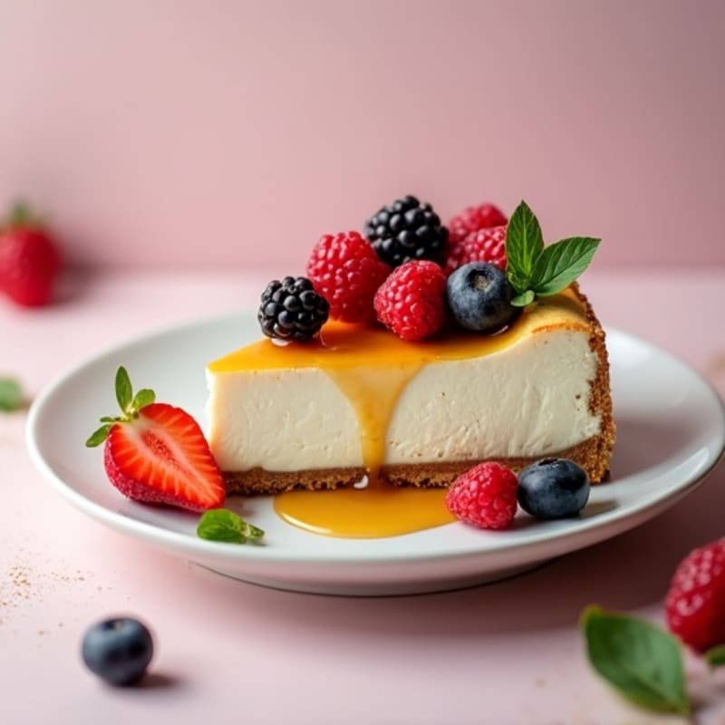 Greek Yogurt Protein Cheesecake with Fresh Berries