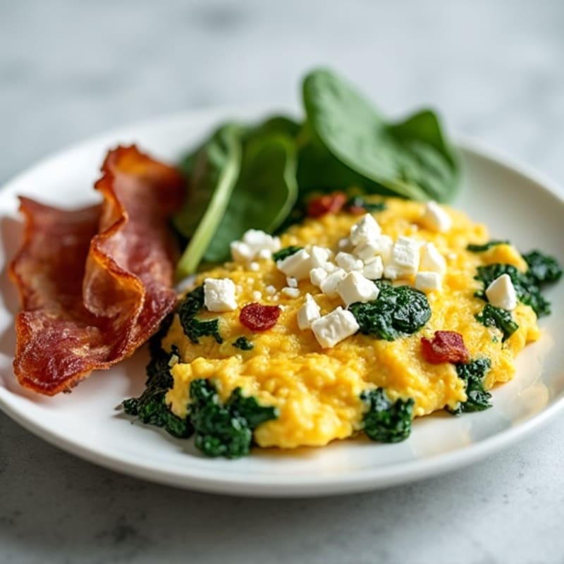 Egg White Scramble with Spinach and Turkey Bacon