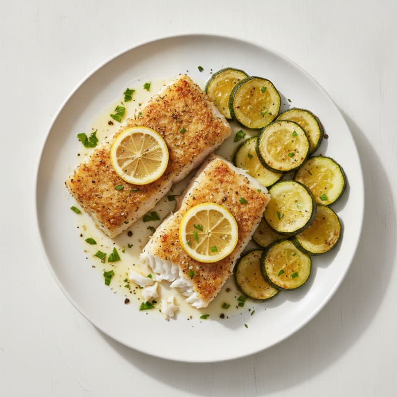 Lemon-Herb Baked Cod with Roasted Zucchini