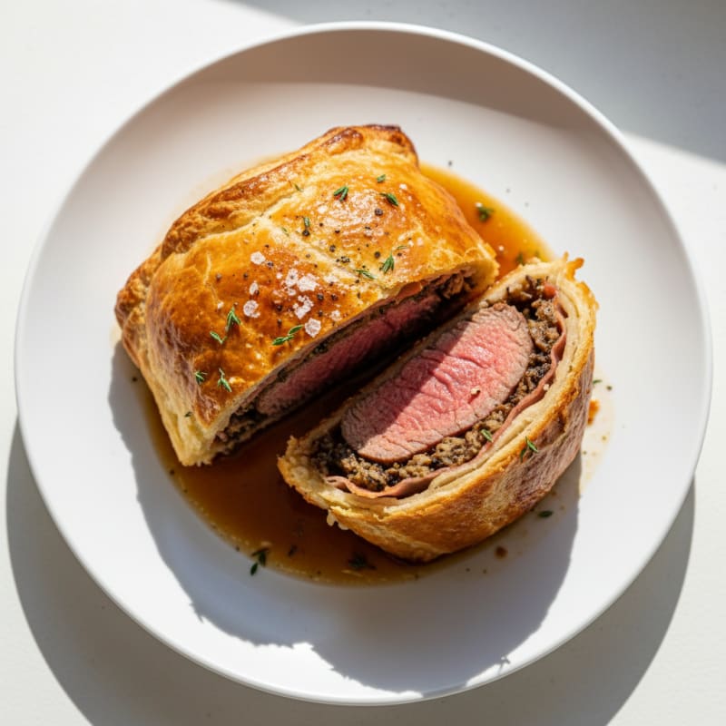 Golden Beef Wellington with Mushroom Duxelles
