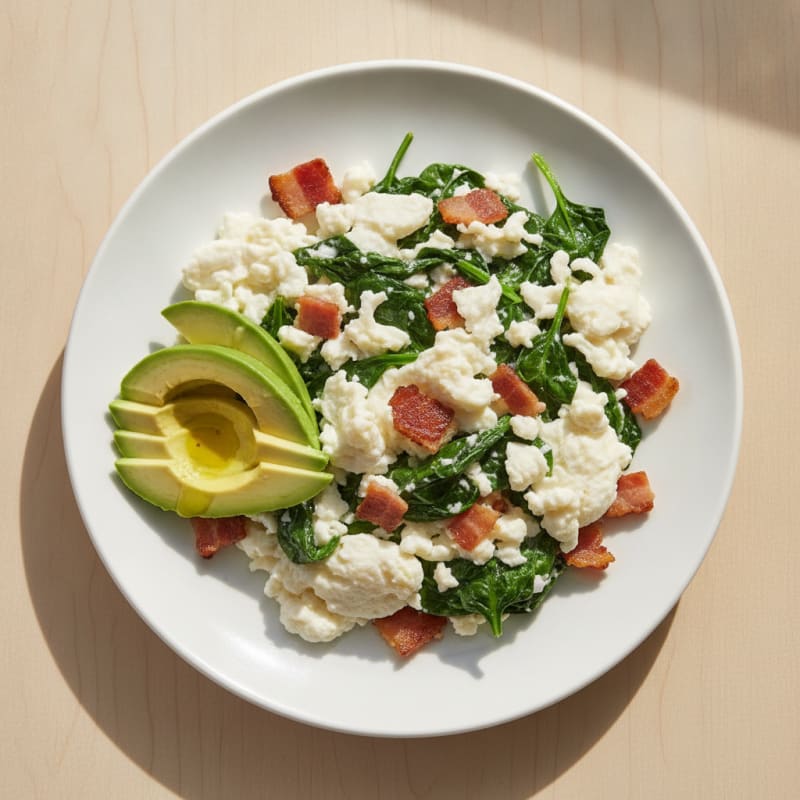 Egg White Scramble with Spinach and Turkey Bacon