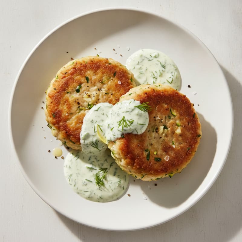 Pan-Seared Chicken Patties with Herb Sauce