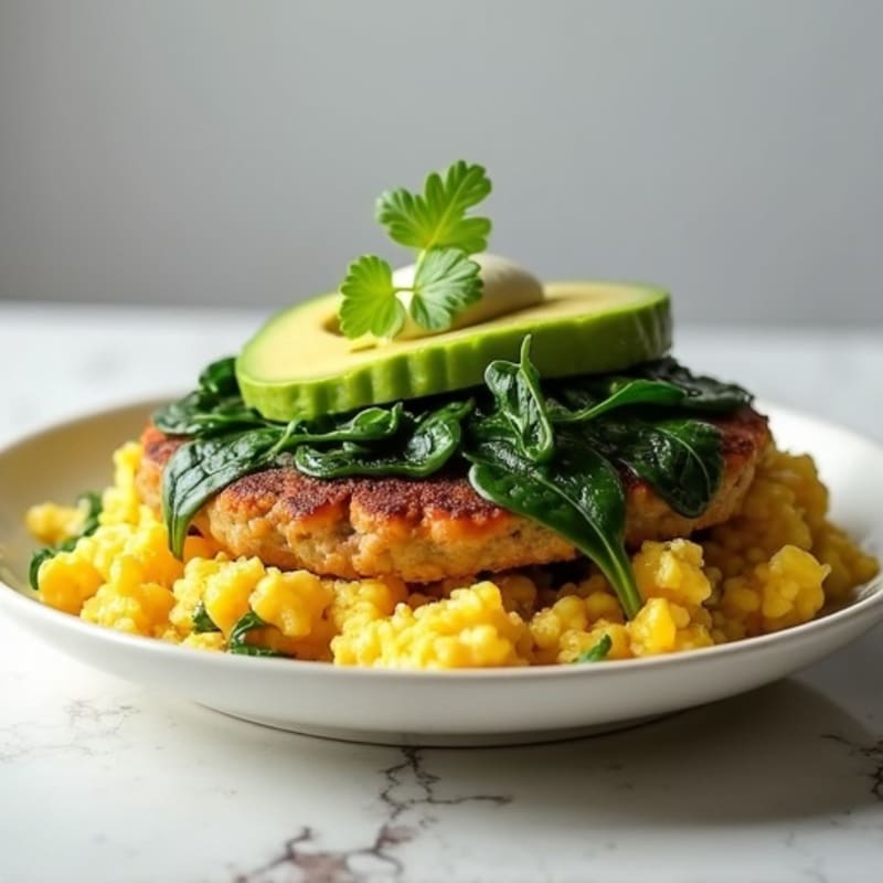 Egg White and Turkey Sausage Scramble with Spinach