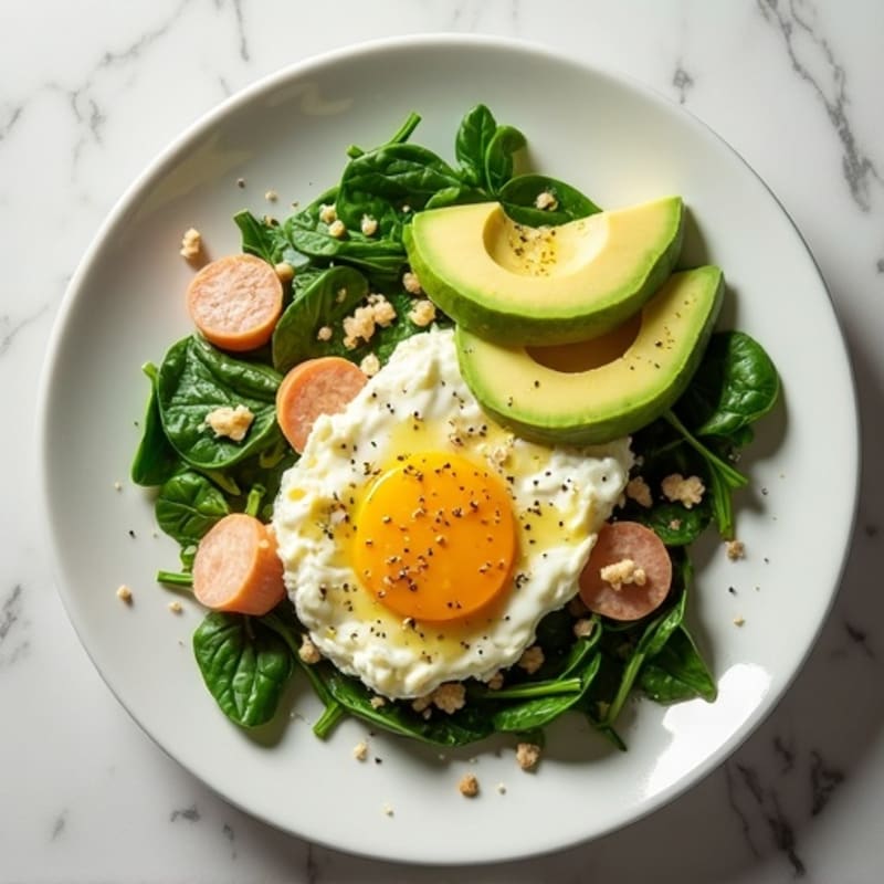 Egg White and Turkey Spinach Scramble with Cottage Cheese