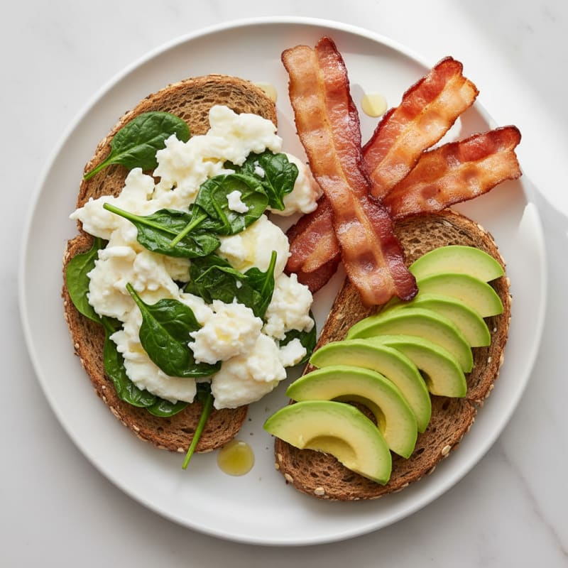 Scrambled Egg Whites with Spinach and Turkey Bacon
