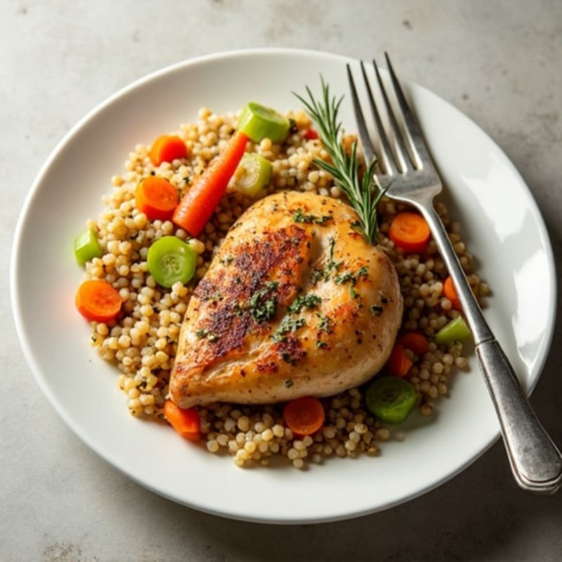 Herb-Roasted Chicken with Pearl Barley Pilaf