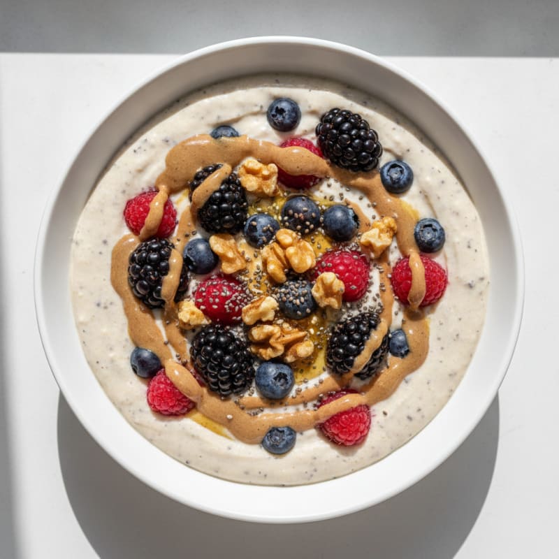Silky Greek Yogurt Protein Pudding with Mixed Berries
