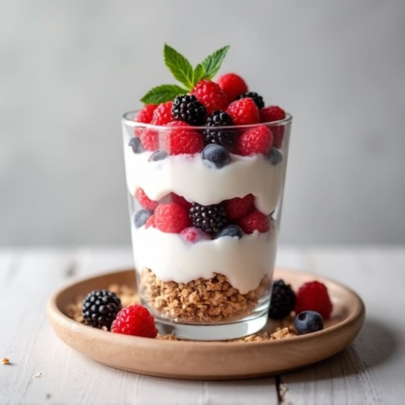 Greek Yogurt Protein Parfait with Mixed Berries
