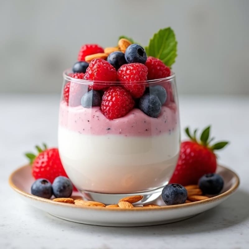 Greek Yogurt Protein Parfait with Mixed Berries and Almonds