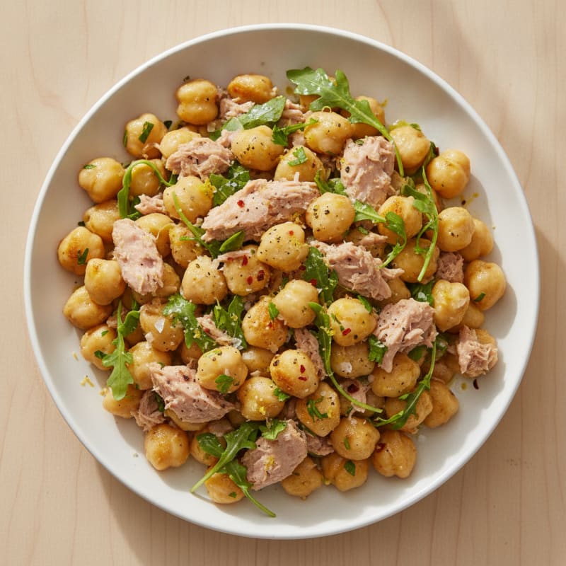 Zesty Lemon-Herb Tuna Chickpea Pasta