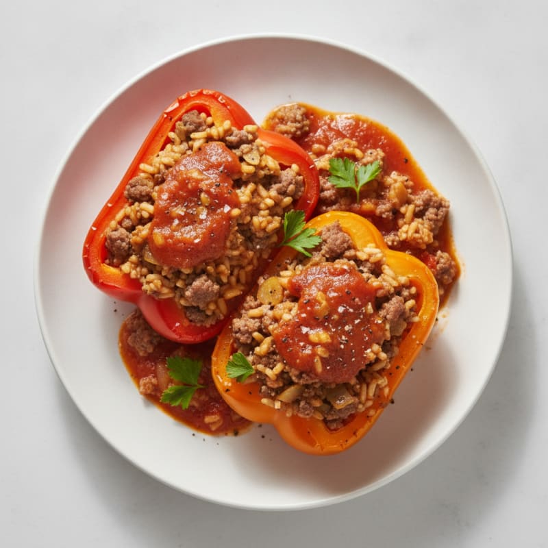 Beef and Rice Stuffed Bell Peppers