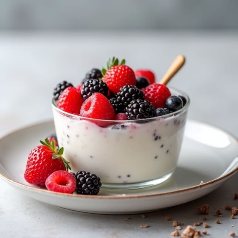 Silky Greek Yogurt Protein Pudding with Mixed Berries
