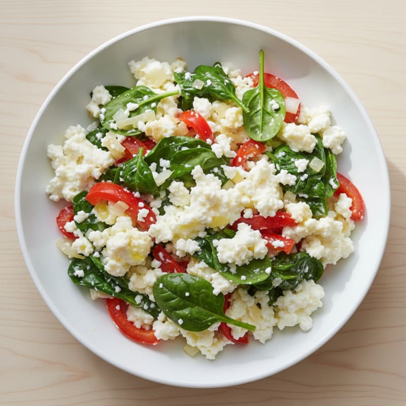 Egg White Veggie Scramble with Cottage Cheese