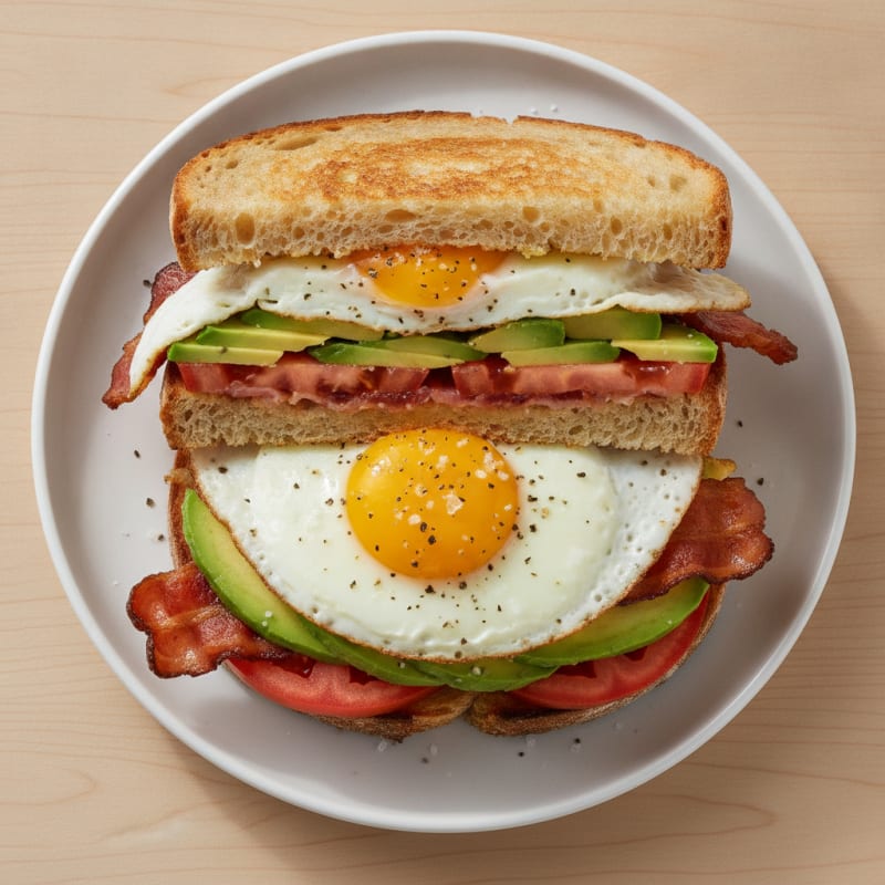 Avocado Egg and Turkey Bacon Sandwich