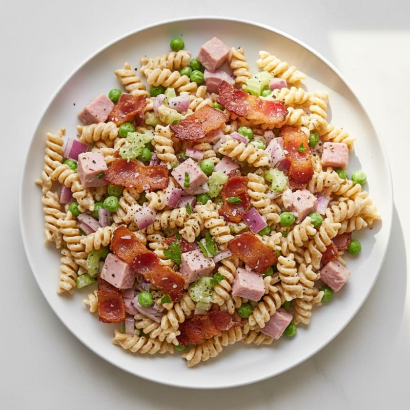 Creamy Ham and Bacon Pasta Salad