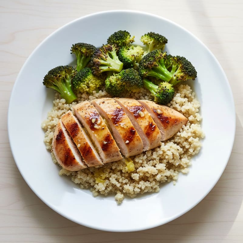 Grilled Chicken Breast with Roasted Broccoli and Quinoa