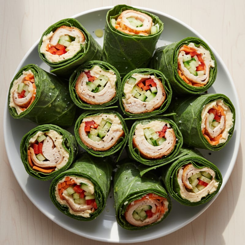 Turkey and Hummus Collard Wraps