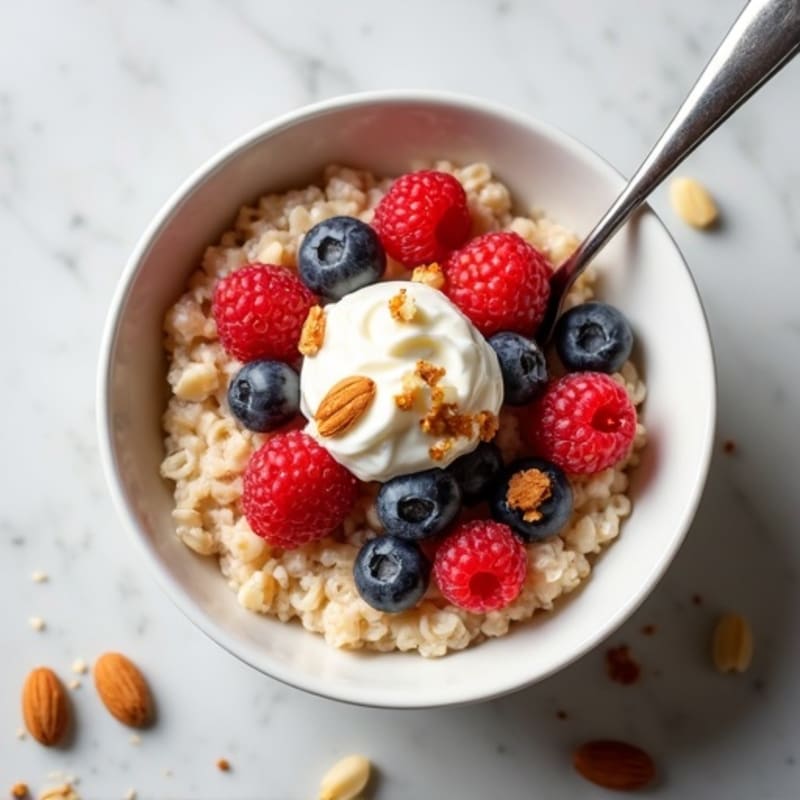 Creamy Steel Cut Oats with Berries and Toasted Nuts