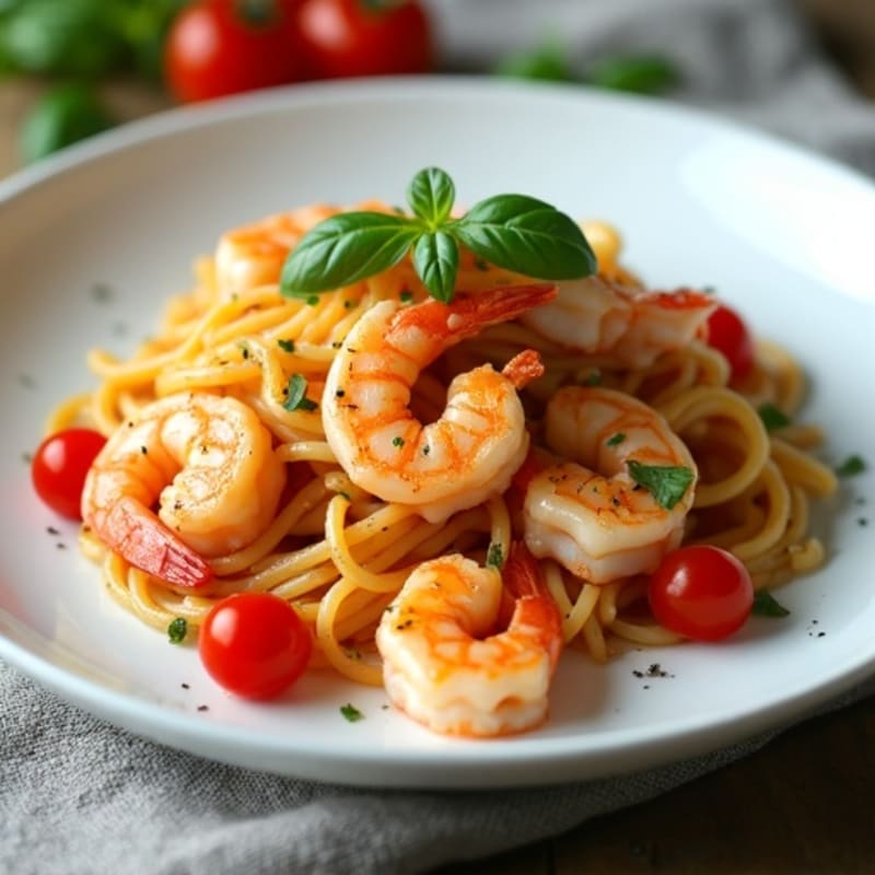 Pan-Seared Shrimp with Silky Tomato Basil Pasta