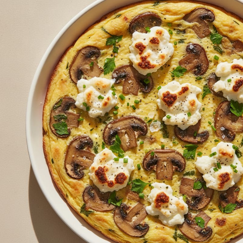 Goat Cheese Mushroom Herb Frittata