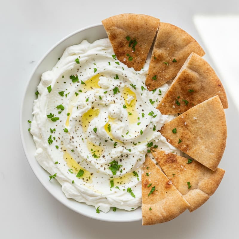 Garlic Herb Feta Dip with Pita
