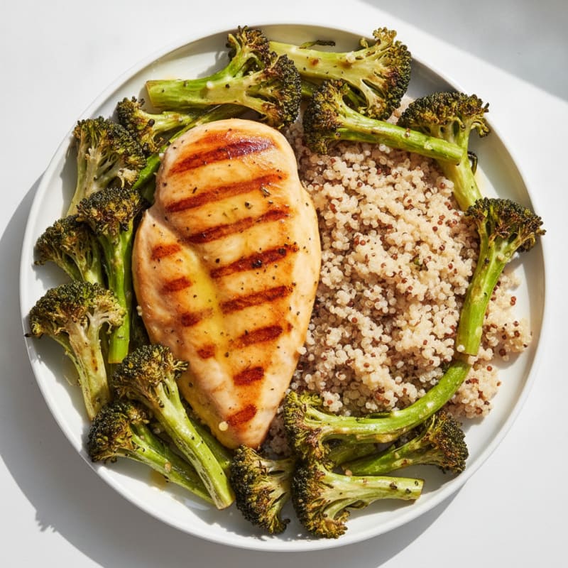 Grilled Chicken Breast with Roasted Broccoli and Quinoa