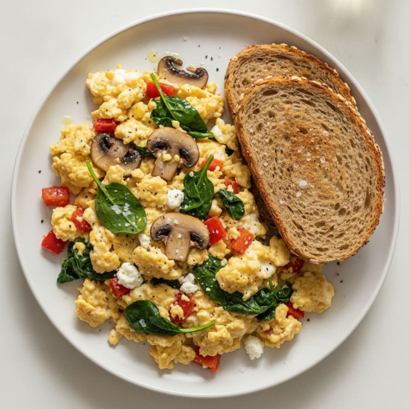 Fluffy Egg White Scramble with Garden Vegetables
