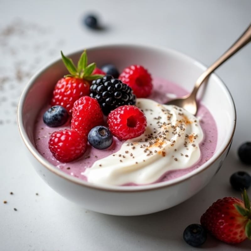 Silky Greek Yogurt Protein Mousse with Mixed Berries