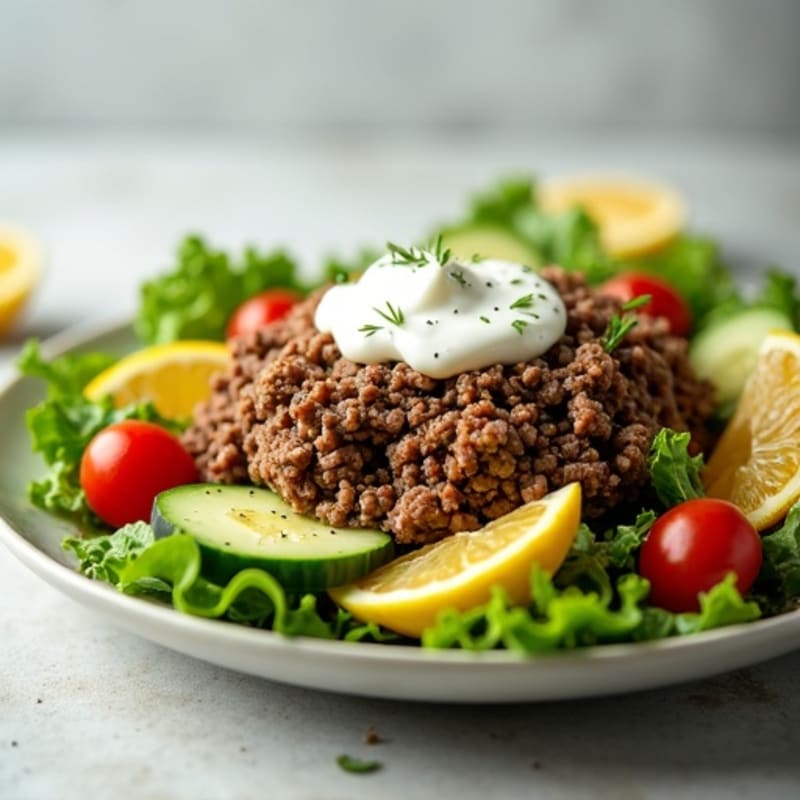 Lean Ground Beef Salad with Creamy Tangy Dressing