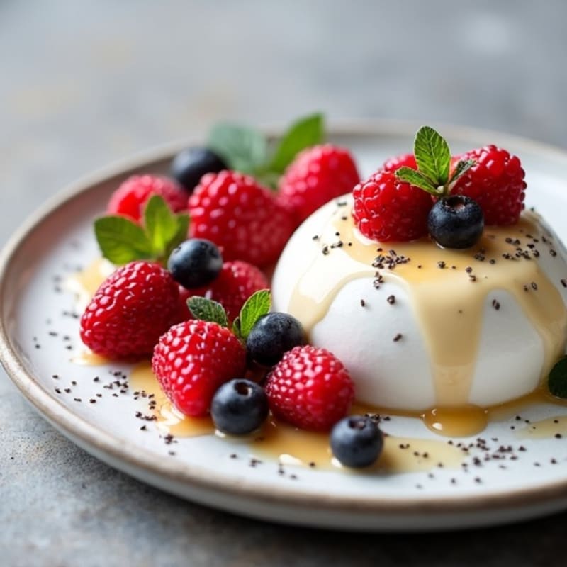 Greek Yogurt Protein Mousse with Mixed Berries