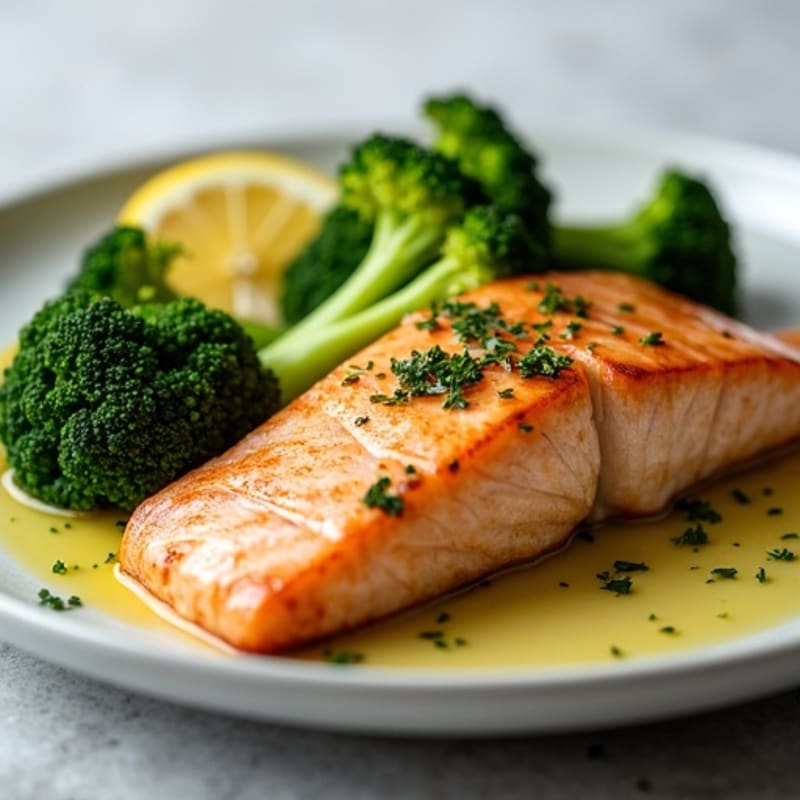 Seared Salmon with Roasted Broccoli and Lemon