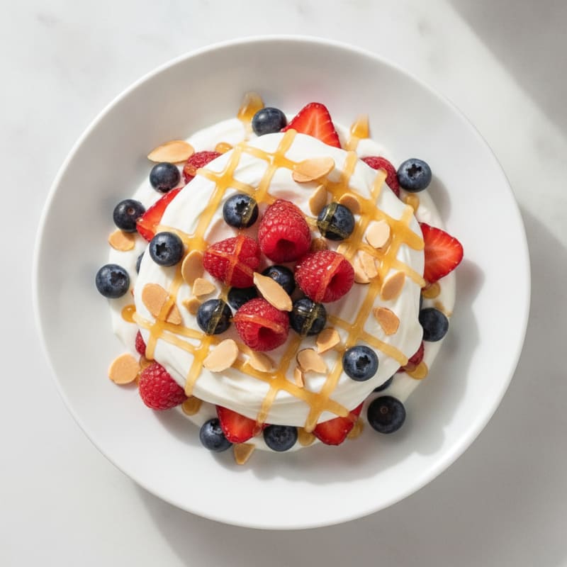 Greek Yogurt Parfait with Mixed Berries and Almonds