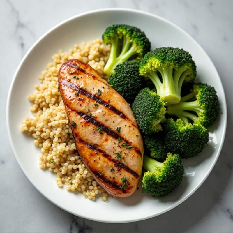 Grilled Turkey Breast with Roasted Broccoli and Quinoa