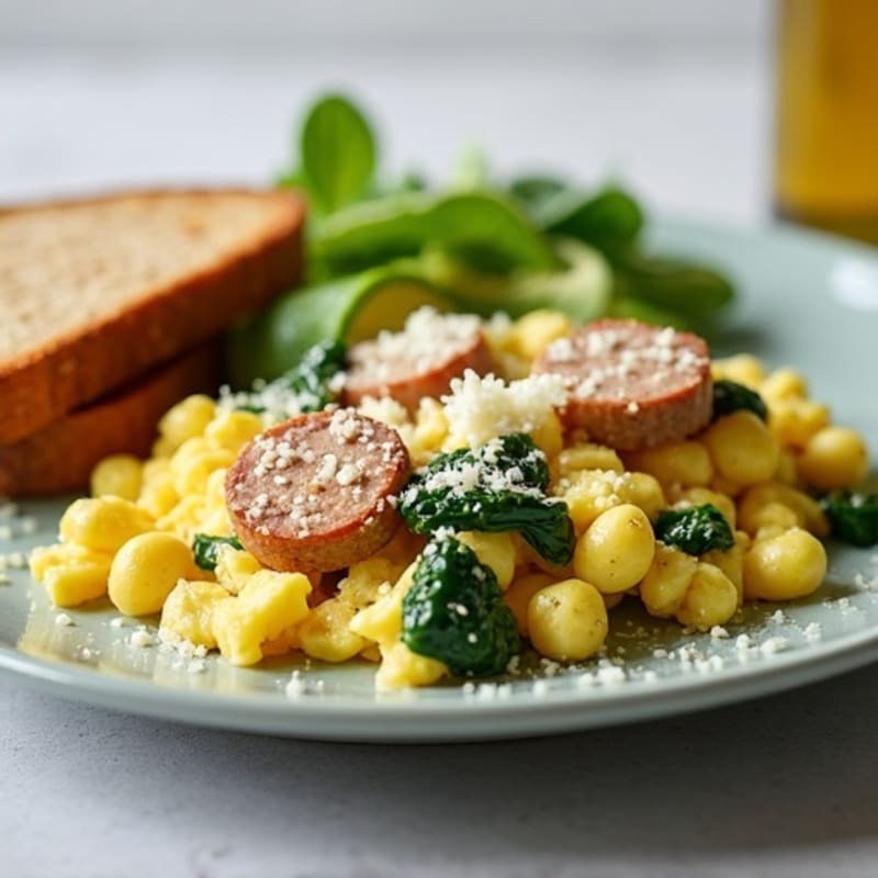 Egg White and Turkey Sausage Scramble with Spinach