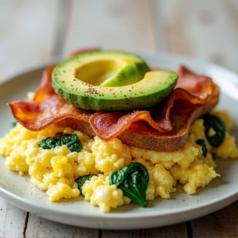 Egg White Scramble with Spinach and Turkey Bacon