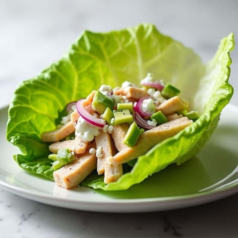 Creamy Avocado Chicken Salad with Crisp Lettuce Wraps