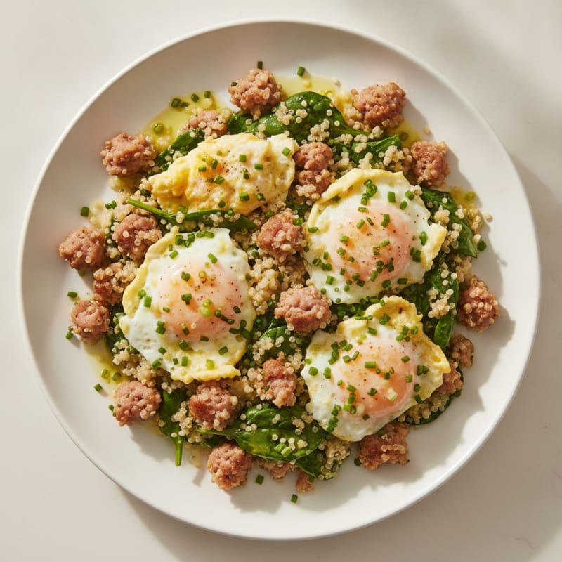Scrambled Eggs with Turkey Sausage and Quinoa