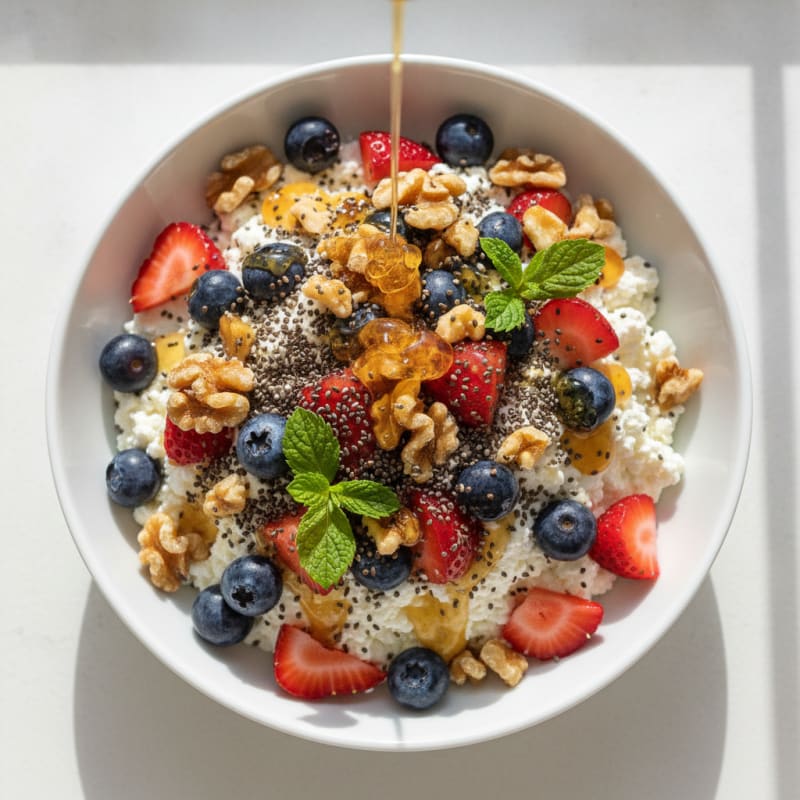 Cottage Cheese Berry Bowl with Chia Seeds