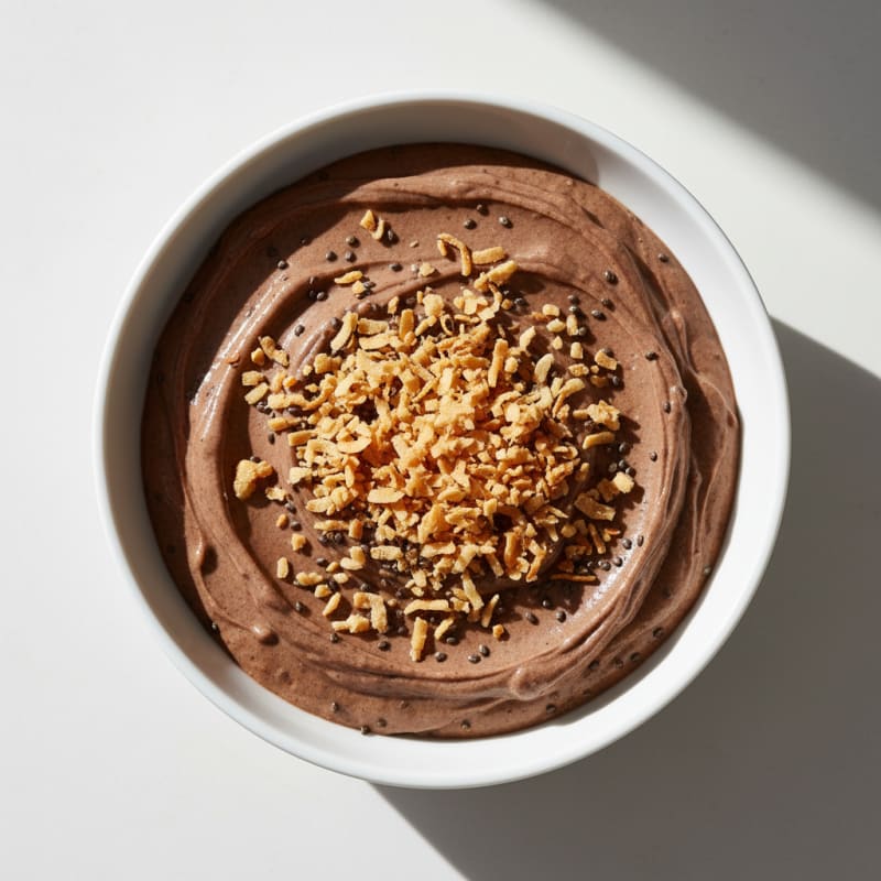 Silky Chocolate Protein Pudding with Toasted Coconut