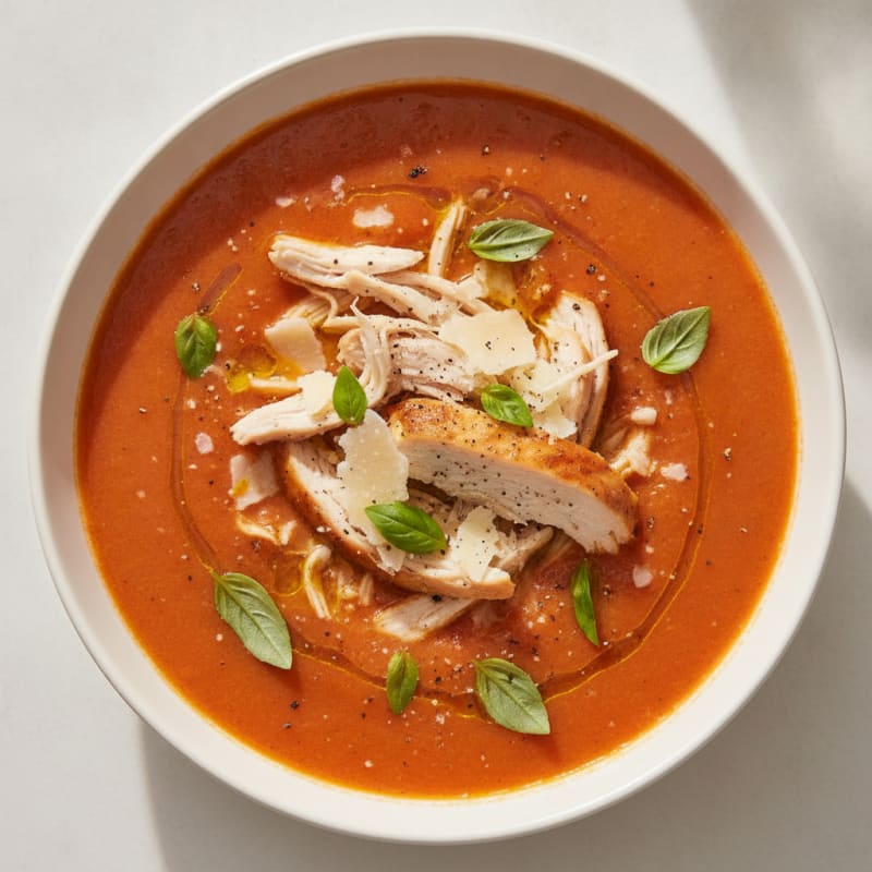 Roasted Tomato Basil Soup with Parmesan