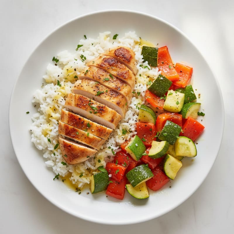 Lemon-Herb Roasted Chicken, Vegetables & Rice