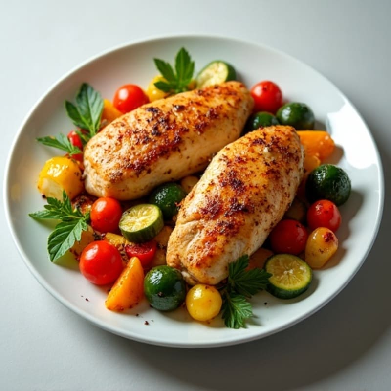 Spiced Roasted Chicken with Fresh Vegetable Medley