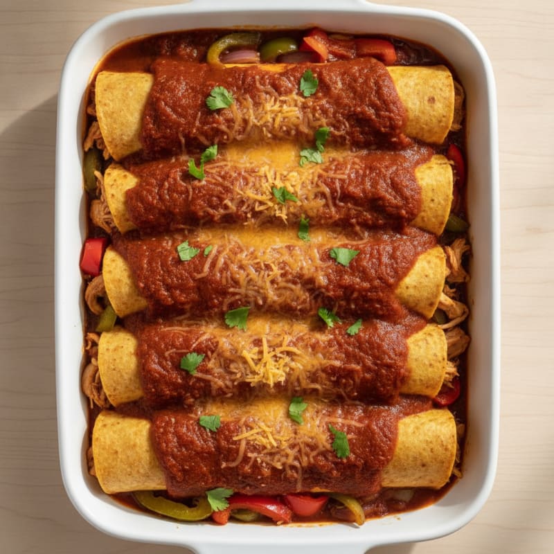 Chicken Enchiladas with Red Chili Sauce