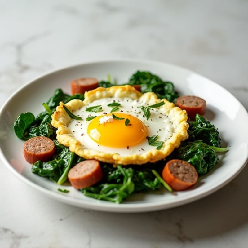 Egg White and Turkey Sausage Scramble with Spinach