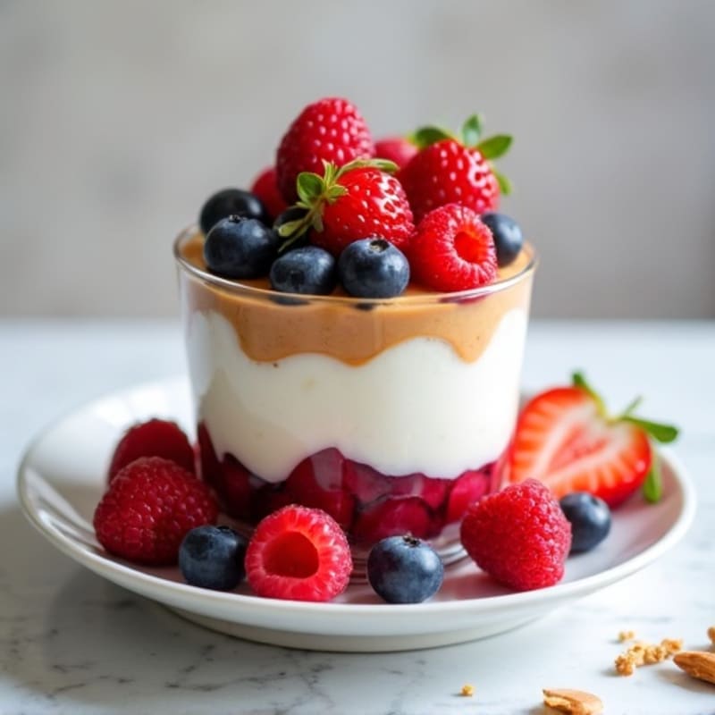 Greek Yogurt Protein Parfait with Almond Butter and Berries
