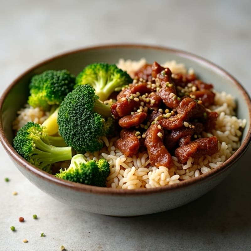 Lean Beef and Crispy Broccoli Stir-Fry Rice Bowl