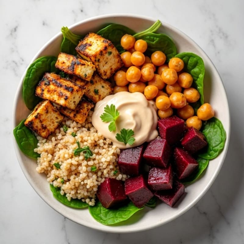 Roasted Beet and Quinoa Bowl with Creamy Tahini Dressing